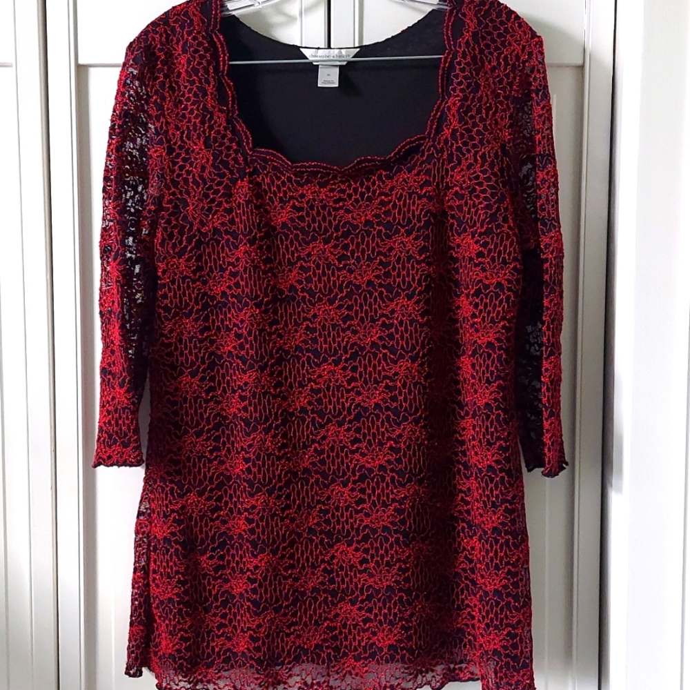 Women's  dress shirt red and black